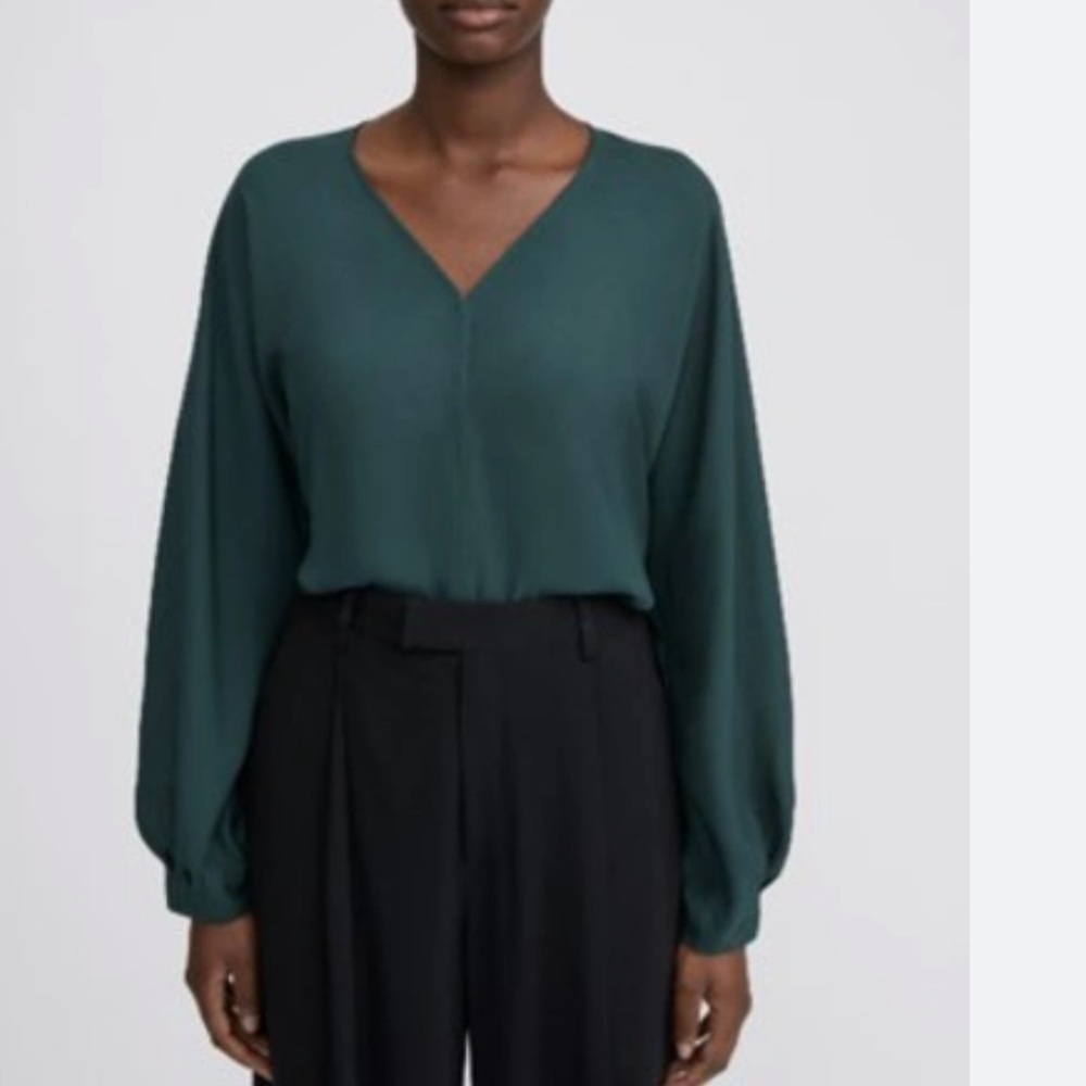 Filippa K Riley Blouse In Pacific Green. 
MSRP $220.00. Size EU36/US6